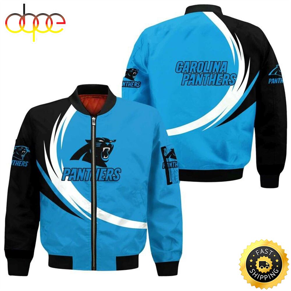 Nfl Carolina Panthers Curve Design Bomber Jacket