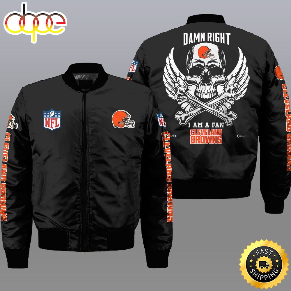 Nfl Cleveland Browns Wings Skull 3D Bomber Jacket