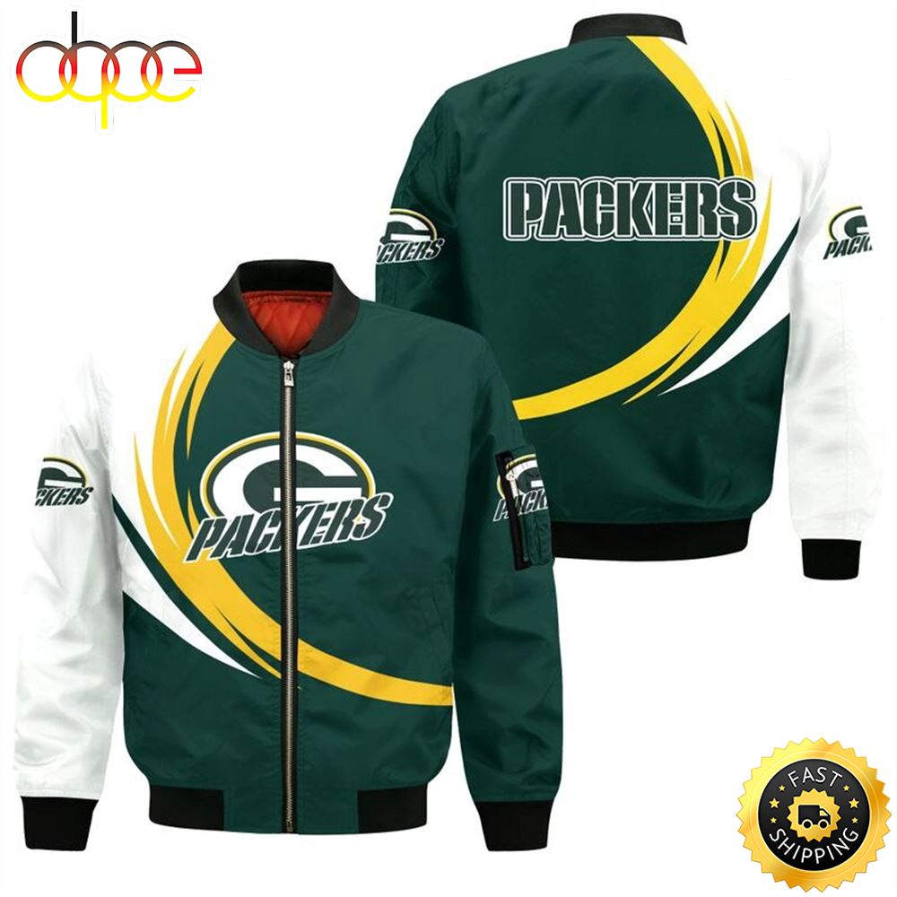 Nfl Green Bay Packers Curve Design Bomber Jacket