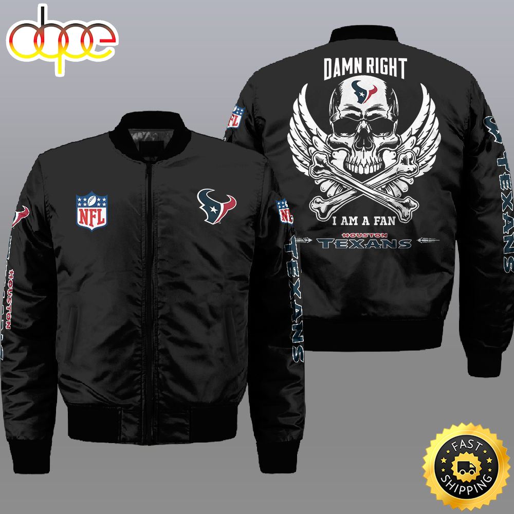 Nfl Houston Texans Wings Skull 3D Bomber Jacket