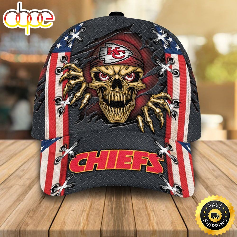 Nfl Kansas City Chiefs 3d Skull Football Team3d Cap