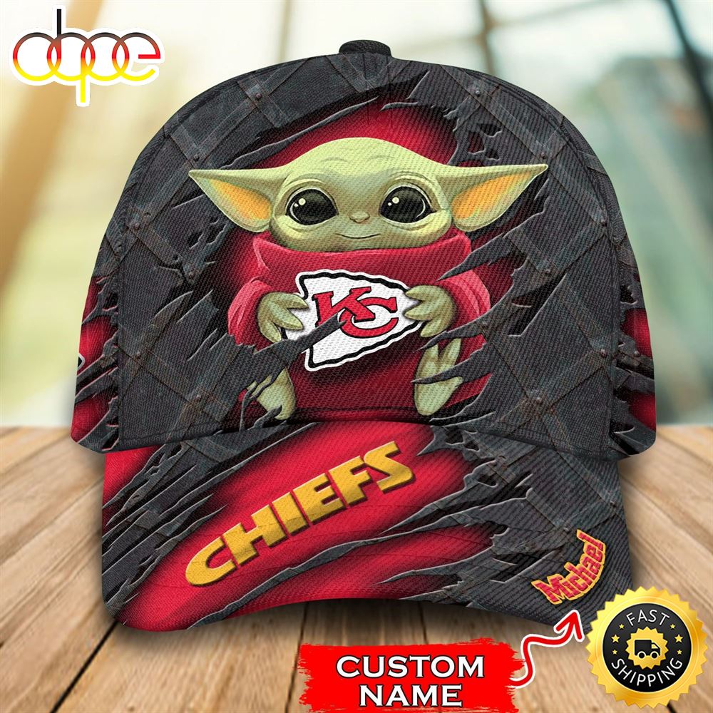 Nfl Kansas City Chiefs Baby Yoda Grogu Custom Name 3d Cap