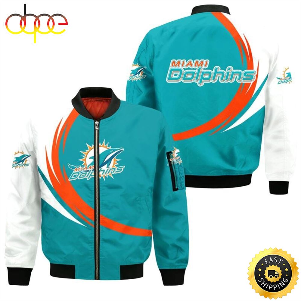 Nfl Miami Dolphins Curve Design Bomber Jacket