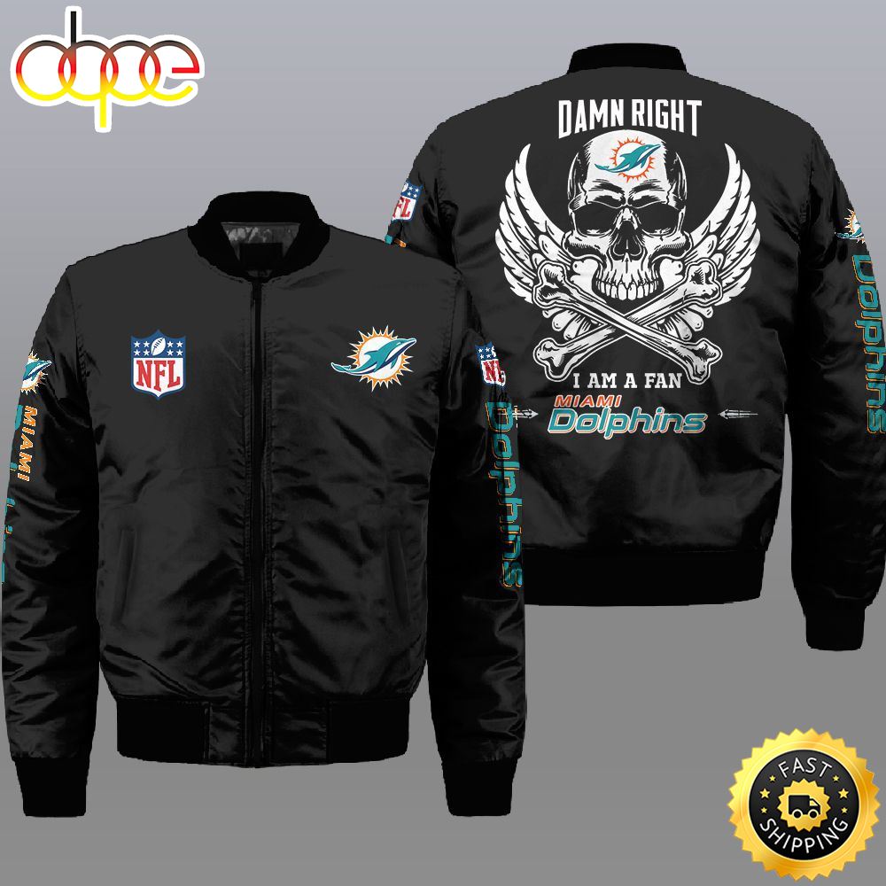 Nfl Miami Dolphins Wings Skull 3D Bomber Jacket