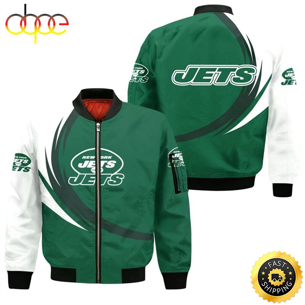 Nfl New York Jets Curve Design Bomber Jacket