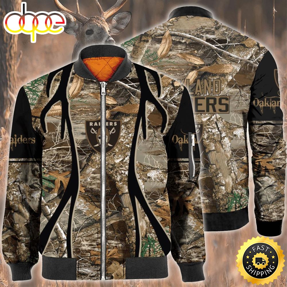 Nfl Oakland Raiders Hunting Bomber Jacket