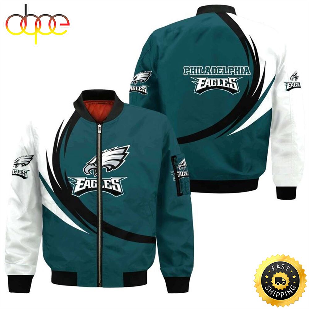 Nfl Philadelphia Eagles Curve Design Bomber Jacket
