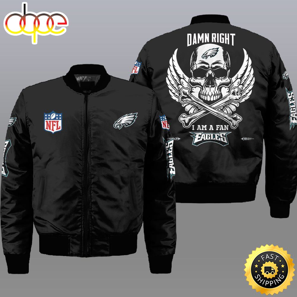 Nfl Philadelphia Eagles Wings Skull 3D Bomber Jacket