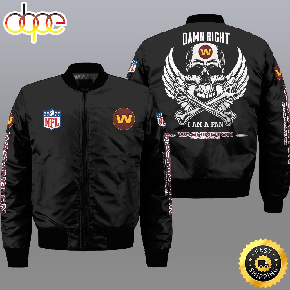 Nfl Washington Football Team Wings Skull 3D Bomber Jacket
