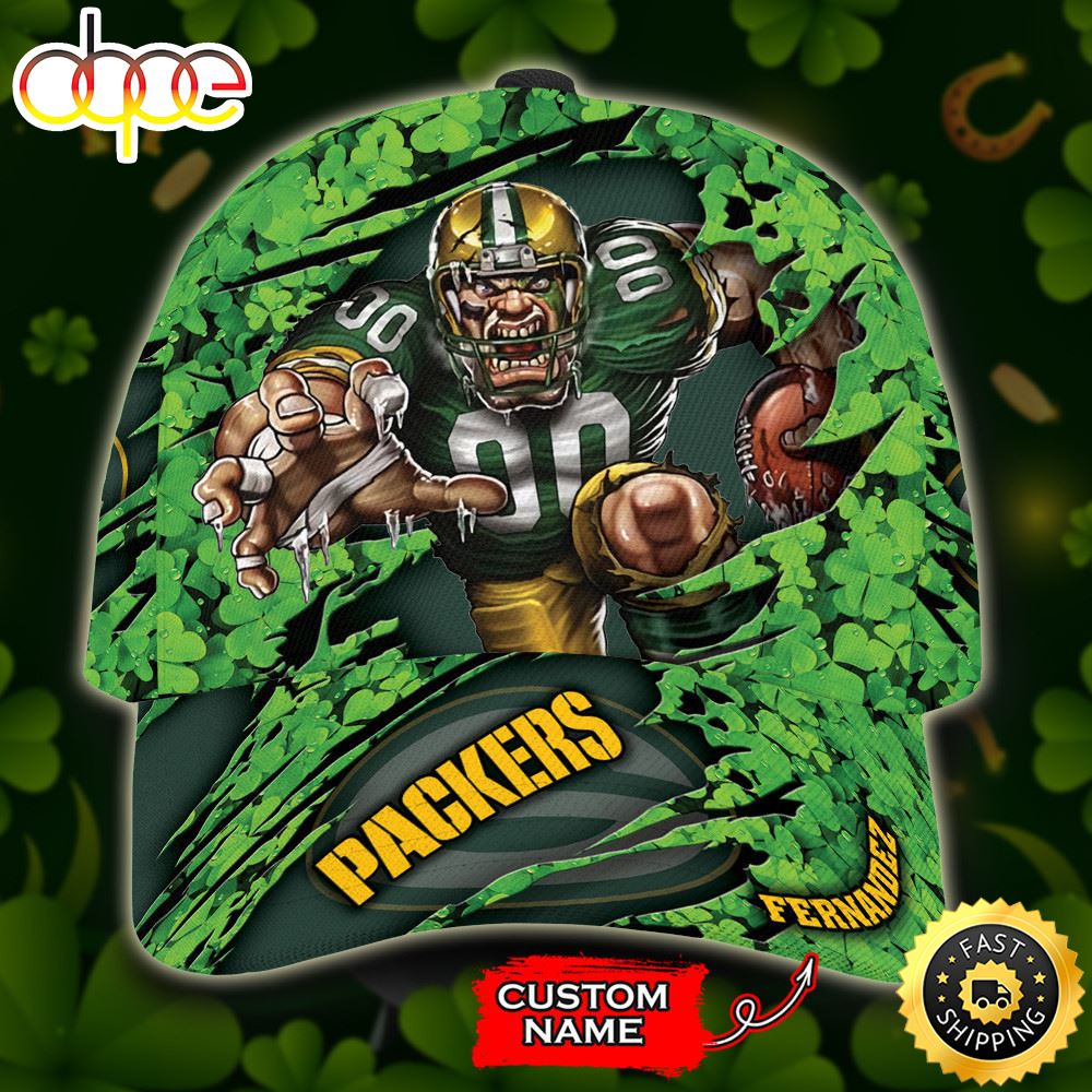 Personalized Atlanta Falcons Mascot St Patrick Day All Over Print 3D Baseball Cap - Green-TPH