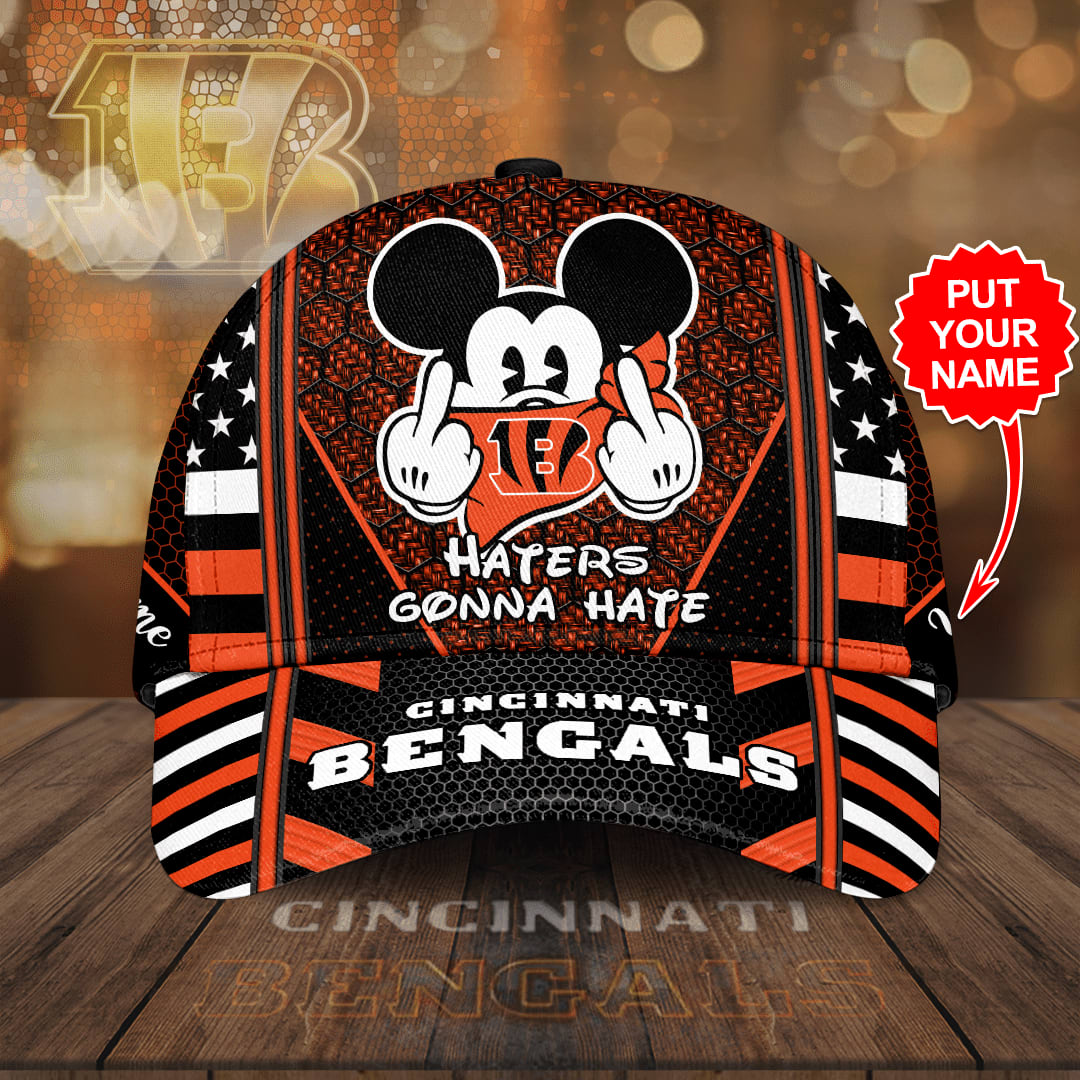 Personalized Cincinnati Bengals Mickey Mouse Haters Gonna Hate All Over Print 3D Baseball Cap