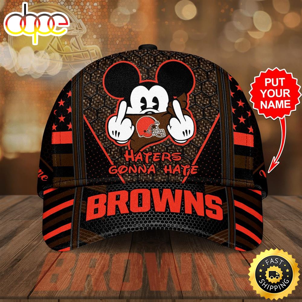 Personalized Cleveland Browns Mickey Mouse Hater Gonna Hate All Over Print 3D Classic Baseball CapHat