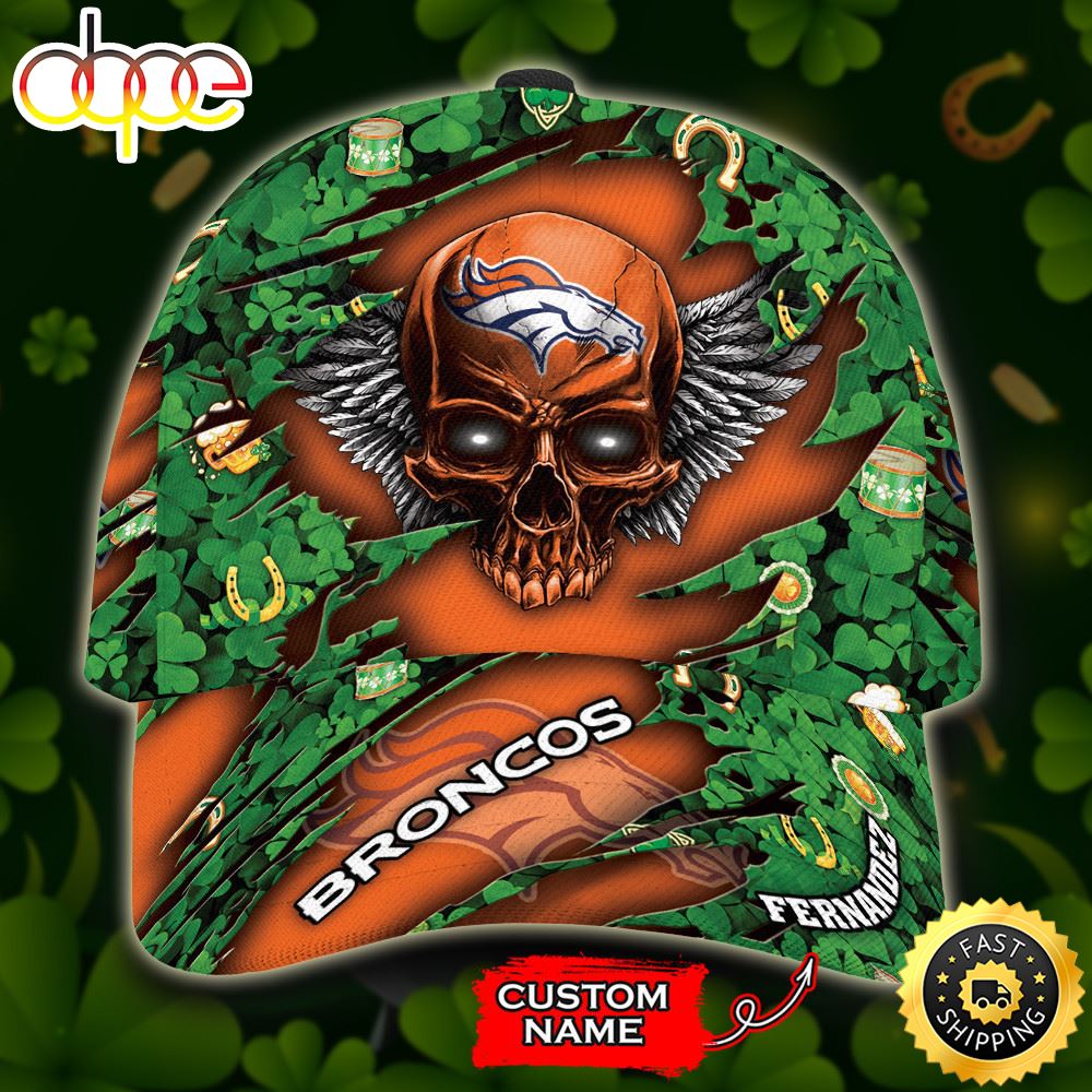 Personalized Denver Broncos St Patrick's Day Skull All Over Print 3D Classic Cap-TPH