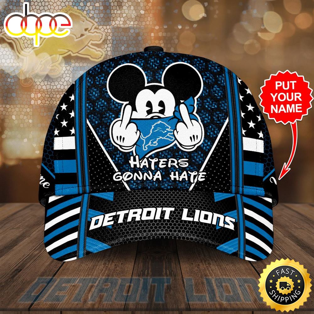 Personalized Detroit Lions Mickey Mouse Haters Gonna Hate All Over Print 3D Baseball Cap