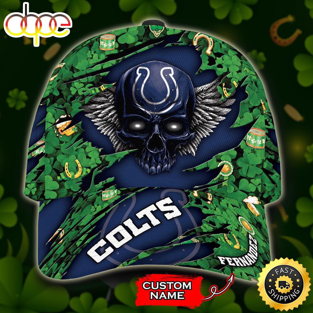 Personalized Indianapolis Colts St Patrick's Day Skull All Over Print 3D Classic Cap-TPH