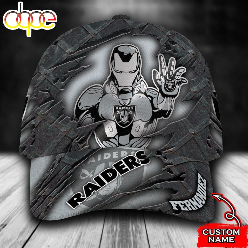 Personalized Las Vegas Raiders Iron Man Marvel All Over Print 3D Baseball Cap