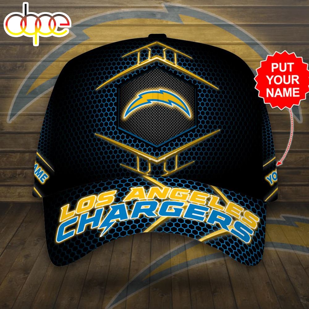 Personalized Los Angeles Chargers Beehive Hexagon Pattern All Over Print 3D Baseball Cap