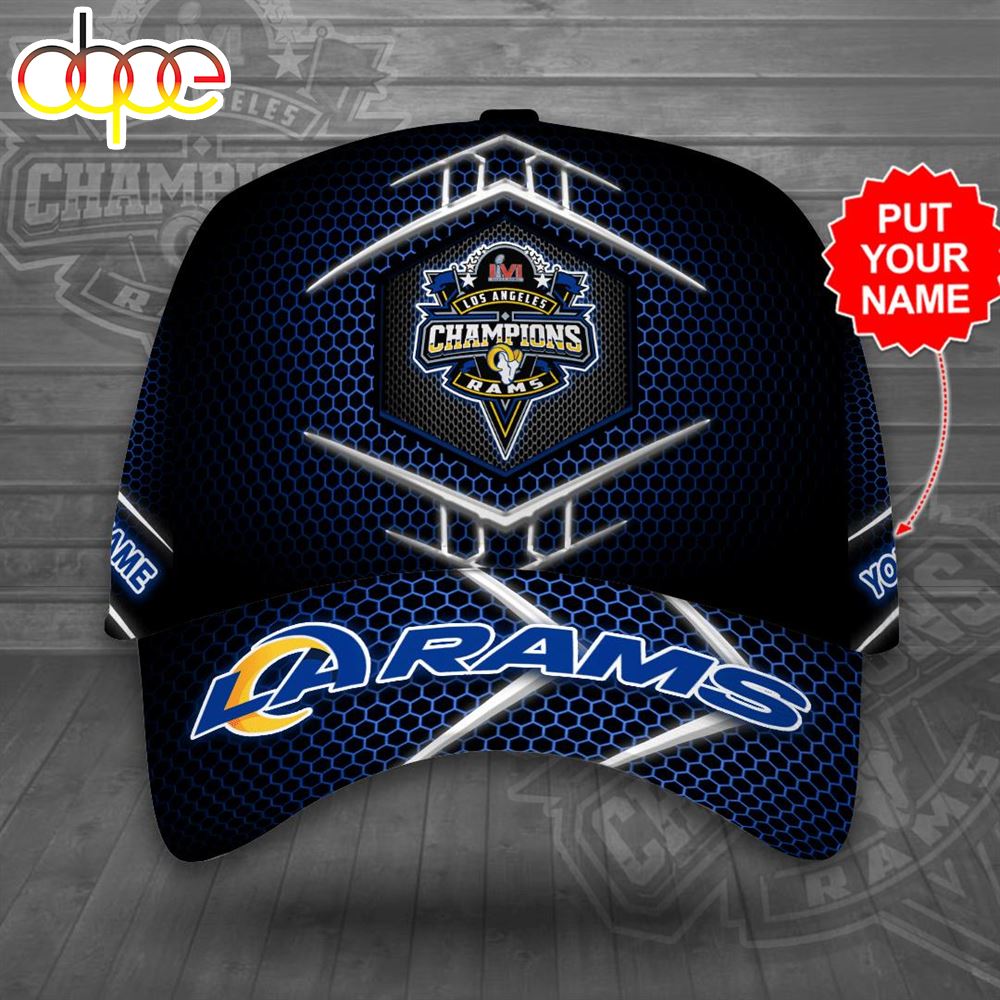 Personalized Los Angeles Rams LARAMS Classic Blue Trellis Baseball Cap