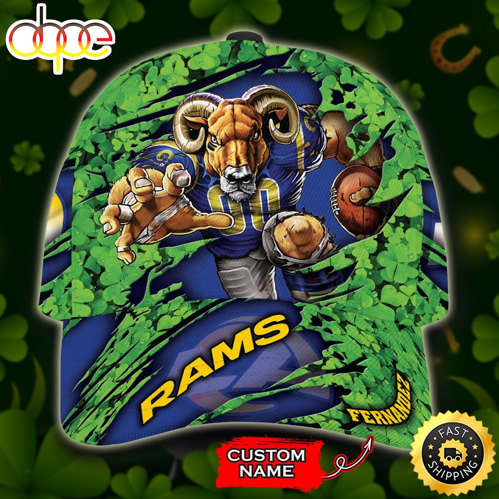 Personalized Los Angeles Rams St Patrick's Day Mascot All Over Print 3D Classic Cap-TPH