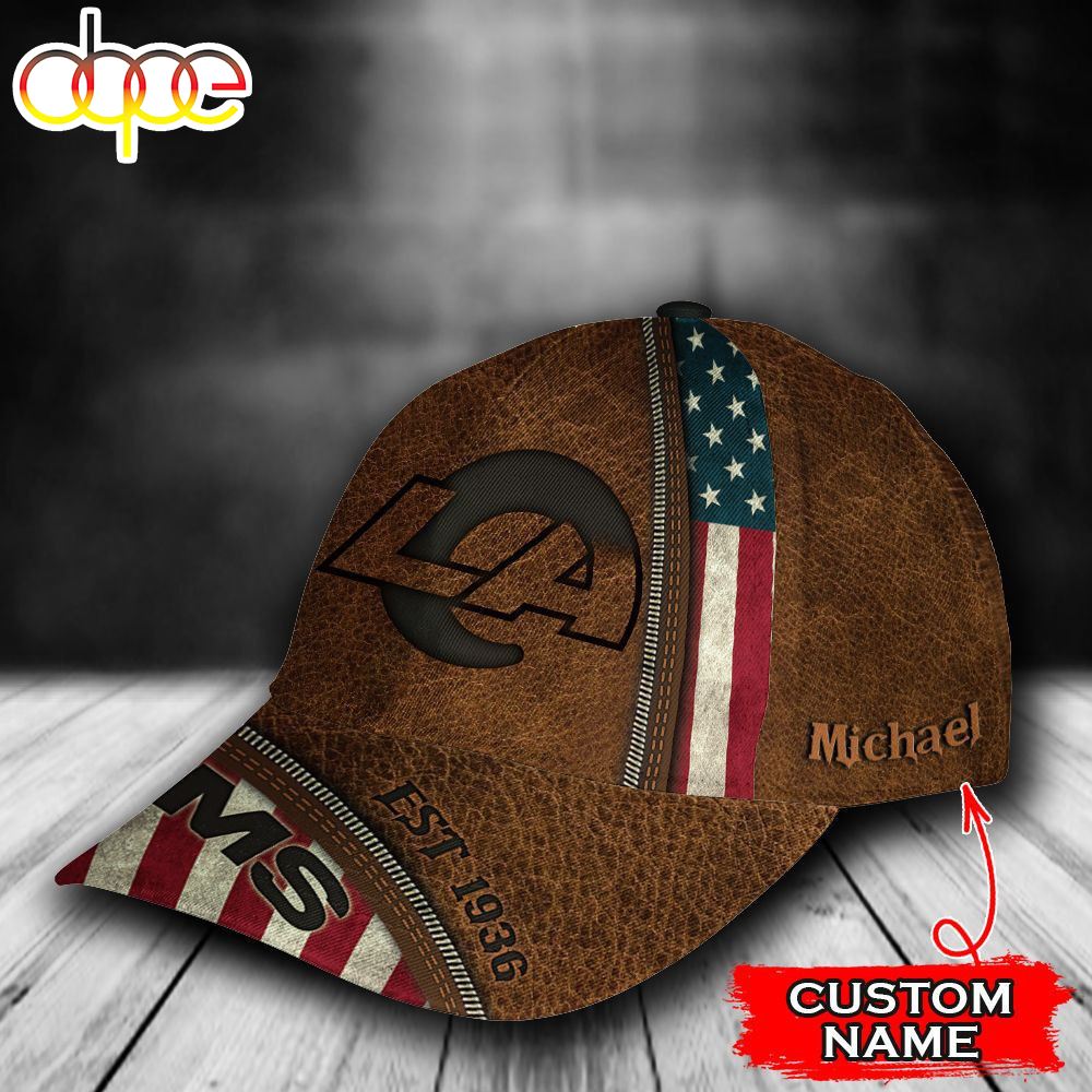 Personalized Los Angeles Rams USA Flag Zipper All Over Print 3D Classic Cap