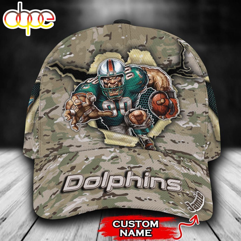 Personalized Miami Dolphins Camo Pattern All Over Print 3D Classic Cap
