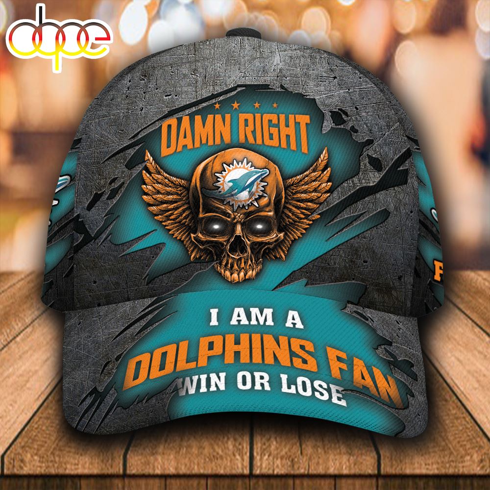 Personalized Miami Dolphins Luxury Skull Damn Right All Over Print 3D Classic Cap