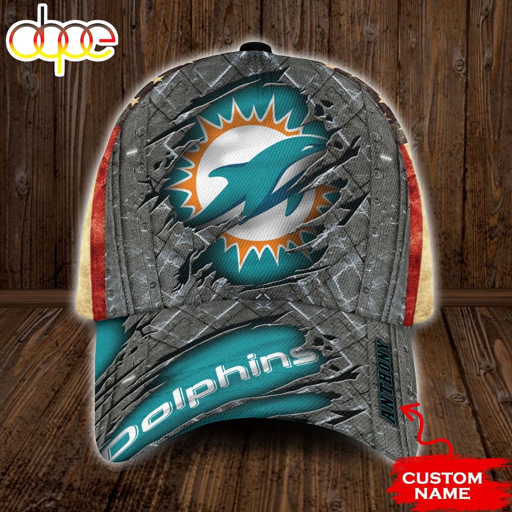 Personalized Miami Dolphins Rivet Pattern All Over Print 3D Classic Cap