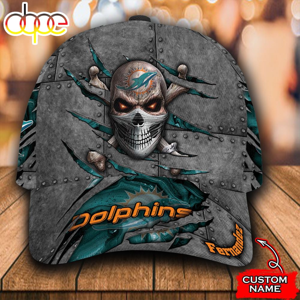 Personalized Miami Dolphins Skull All Over Print 3D Classic Cap