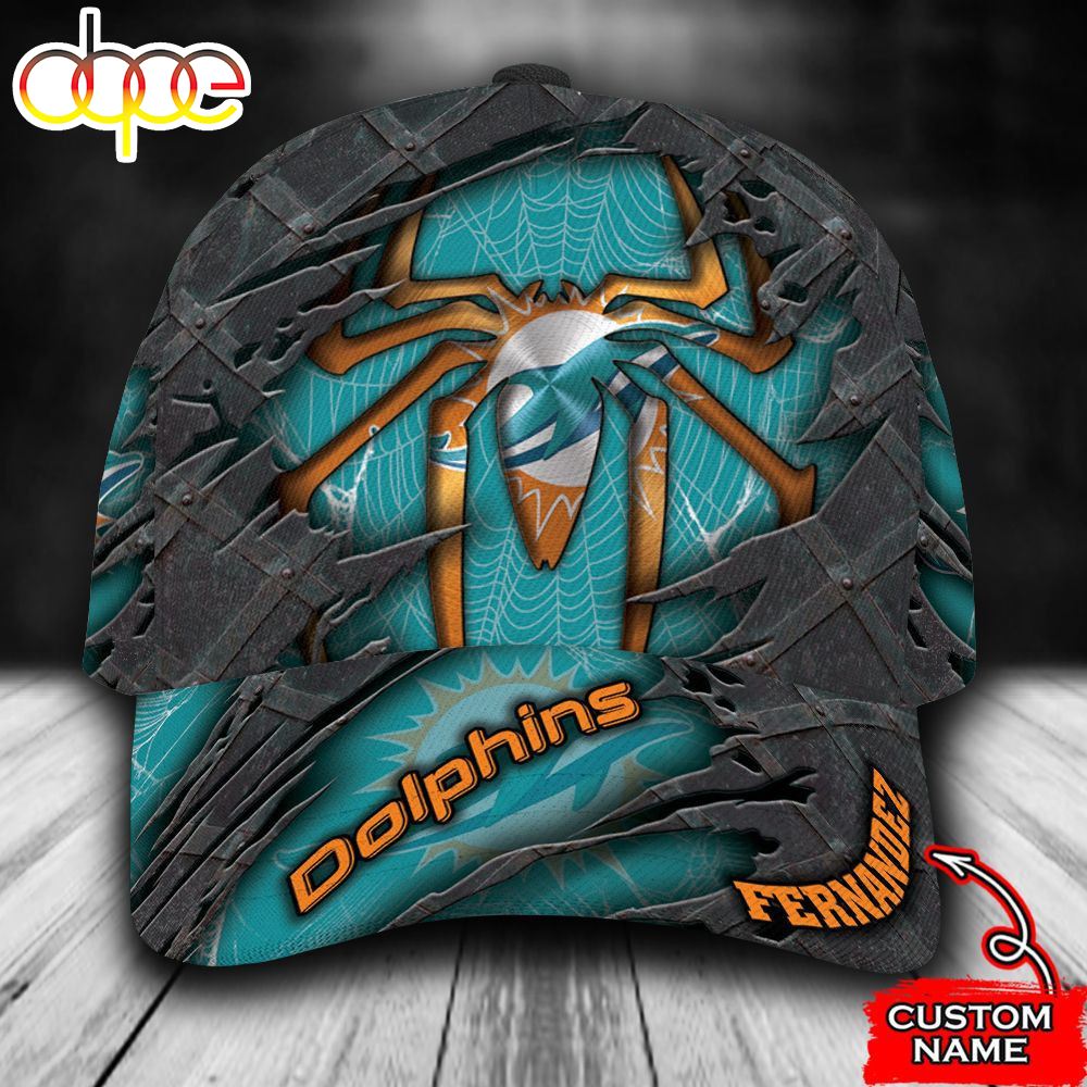 Personalized Miami Dolphins Spider Man All Over Print 3D Baseball Cap