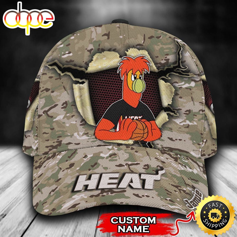 Personalized Miami Heat Camo Mascot NBA All Over Print 3D Classic Cap