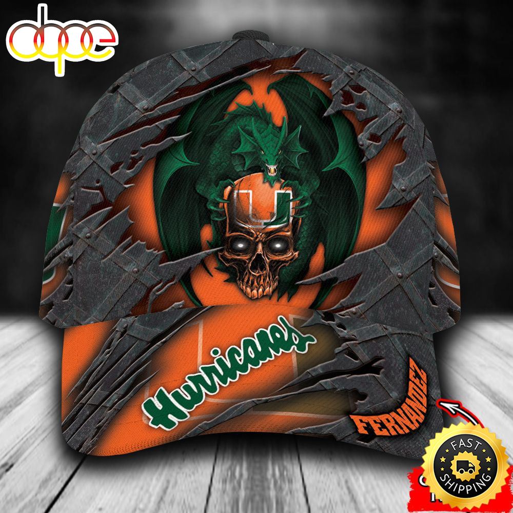 Personalized Miami Hurricanes Dragon Skull All Over Print 3D Baseball Cap