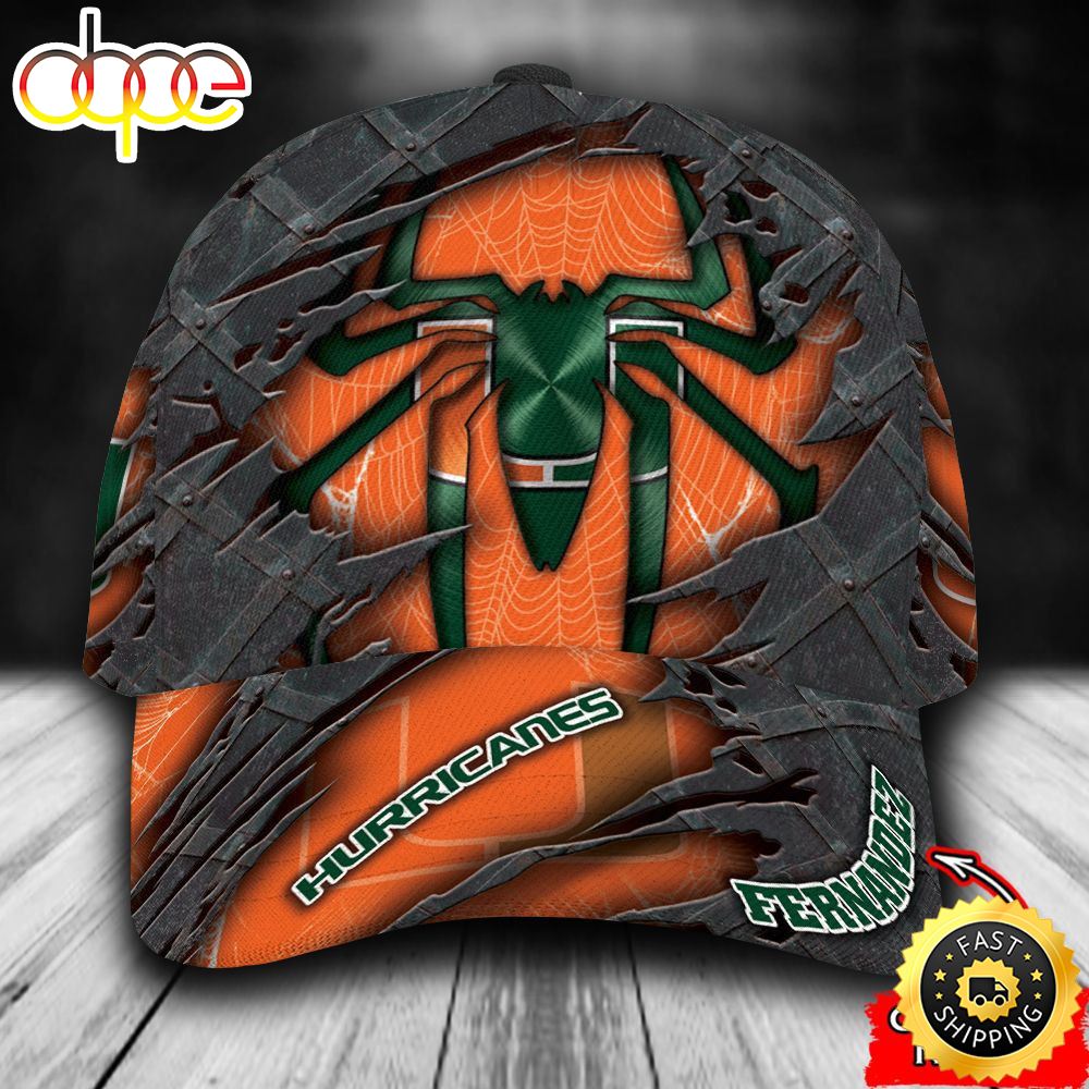 Personalized Miami Hurricanes Spiderman All Over Print 3D Baseball Cap