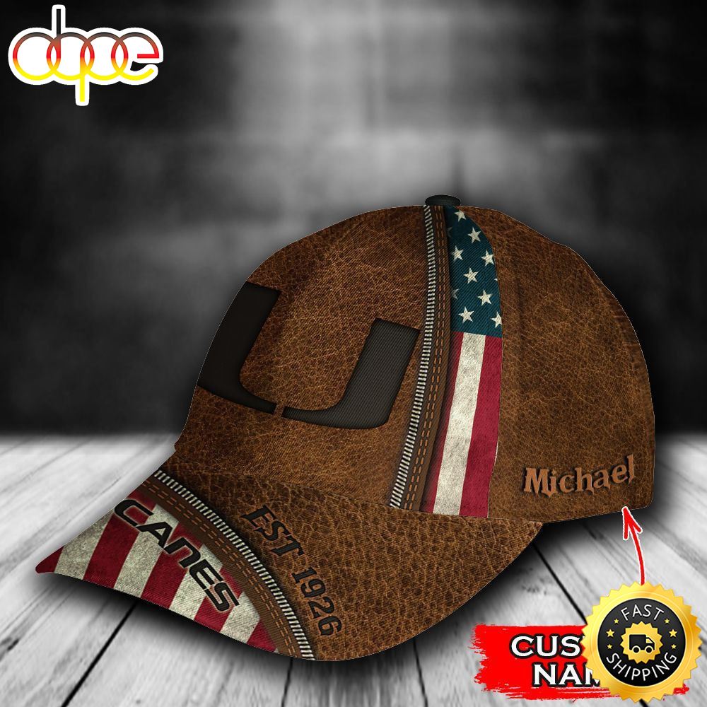 Personalized Miami Hurricanes USA Flag Zipper All Over Print 3D Classic Cap