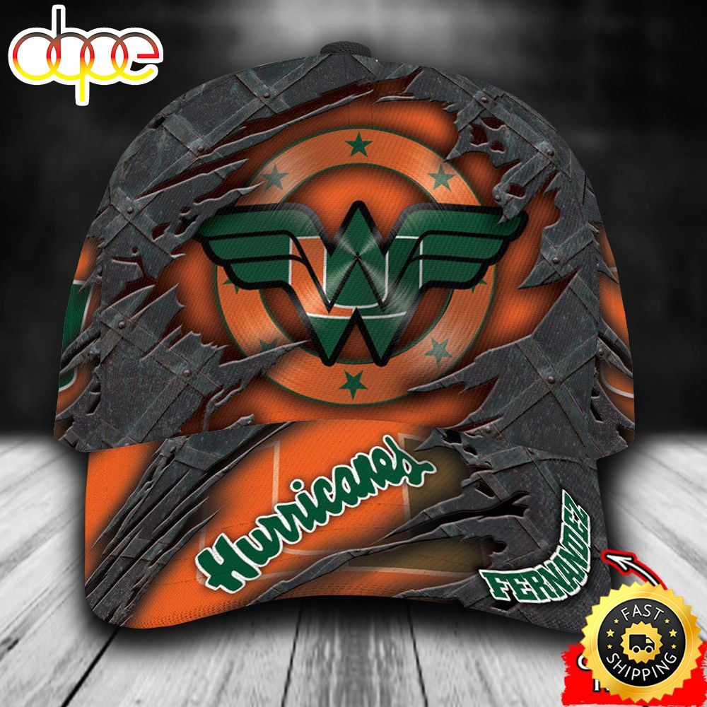 Personalized Miami Hurricanes Wonder Woman Logo All Over Print 3D Baseball Cap