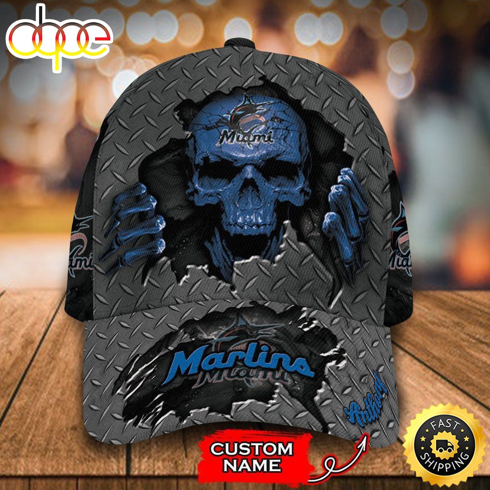 Personalized Miami Marlins Skeleton All Over Print 3D Classic Cap