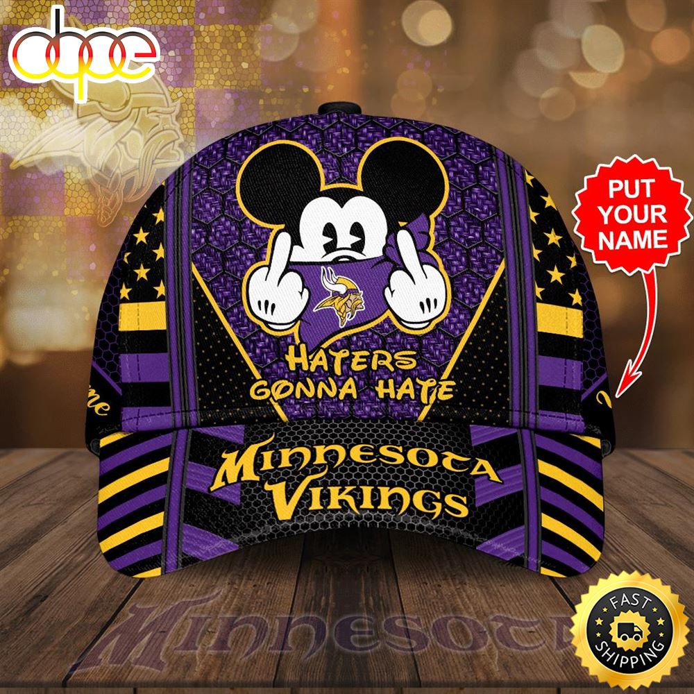 Personalized Minnesota Vikings Football Team Haters Gonna Hate Mickey All Over Print 3D Baseball Cap