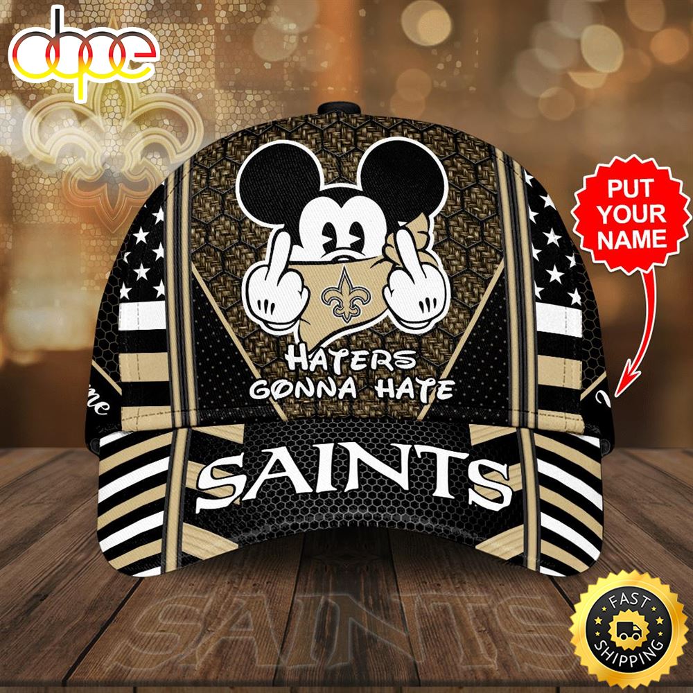 Personalized New Orleans Saints Mickey Mouse Haters Gonna Hate All Over Print 3D Baseball Cap