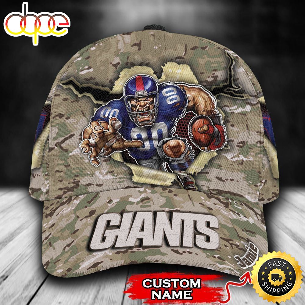 Personalized New York Giants Camo Mascot All Over Print 3D Classic Cap