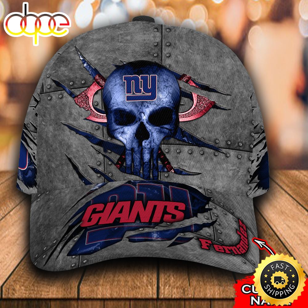 Personalized New York Giants Skull All Over Print 3D Baseball Cap