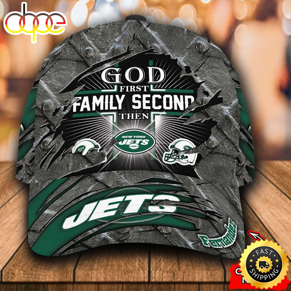Personalized New York Jets God First Family Second All Over Print 3D Classic Cap