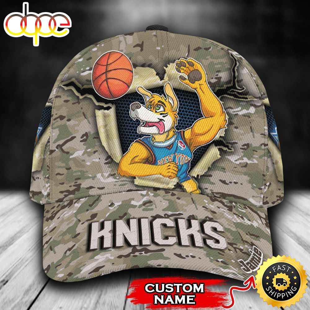 Personalized New York Knicks Camo Mascot NBA All Over Print 3D Classic Cap