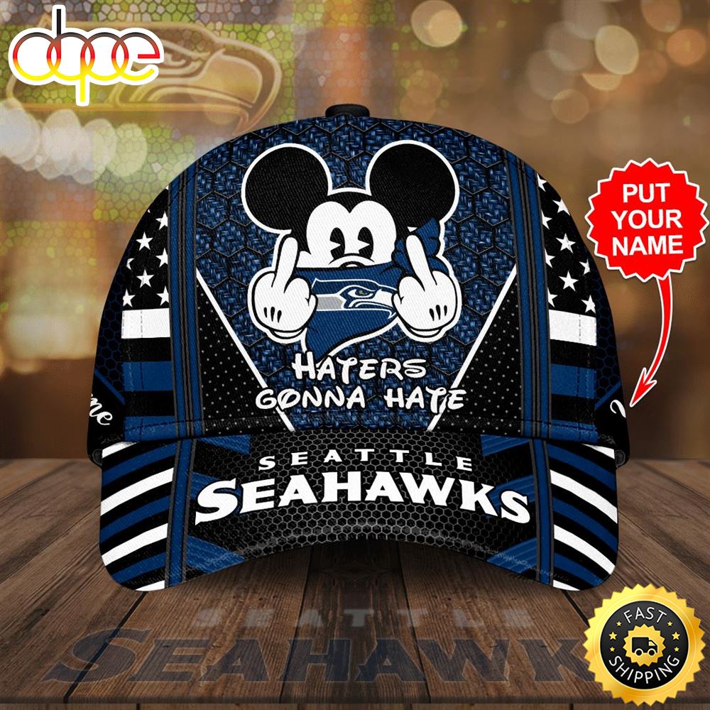 Personalized Seattle Seahawks Mickey Mouse Haters Gonna Hate All Over Print 3D Classic Baseball CapHat