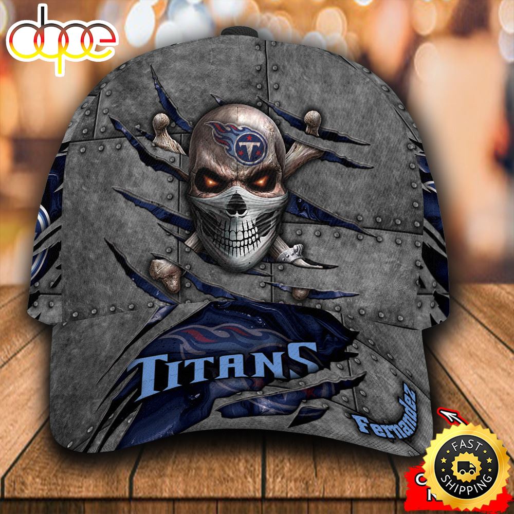 Personalized Tennessee Titans Skull All Over Print 3D Baseball Cap