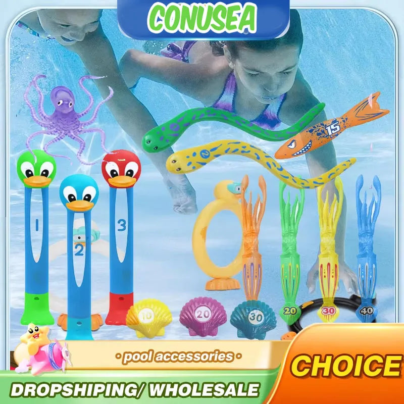 Pool Games Diving Toy Pool Accessory Children's Swimming Pool Circle Submerged Diving Torpedo Under Water Toys for Kids Children