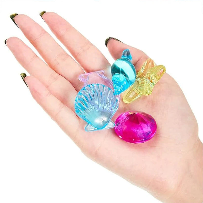 Children Colored Plastic Gem Toy Diving Games Pool Accessories Water Play Summer Outdoor Sports Swim Pool Decoration TMZ