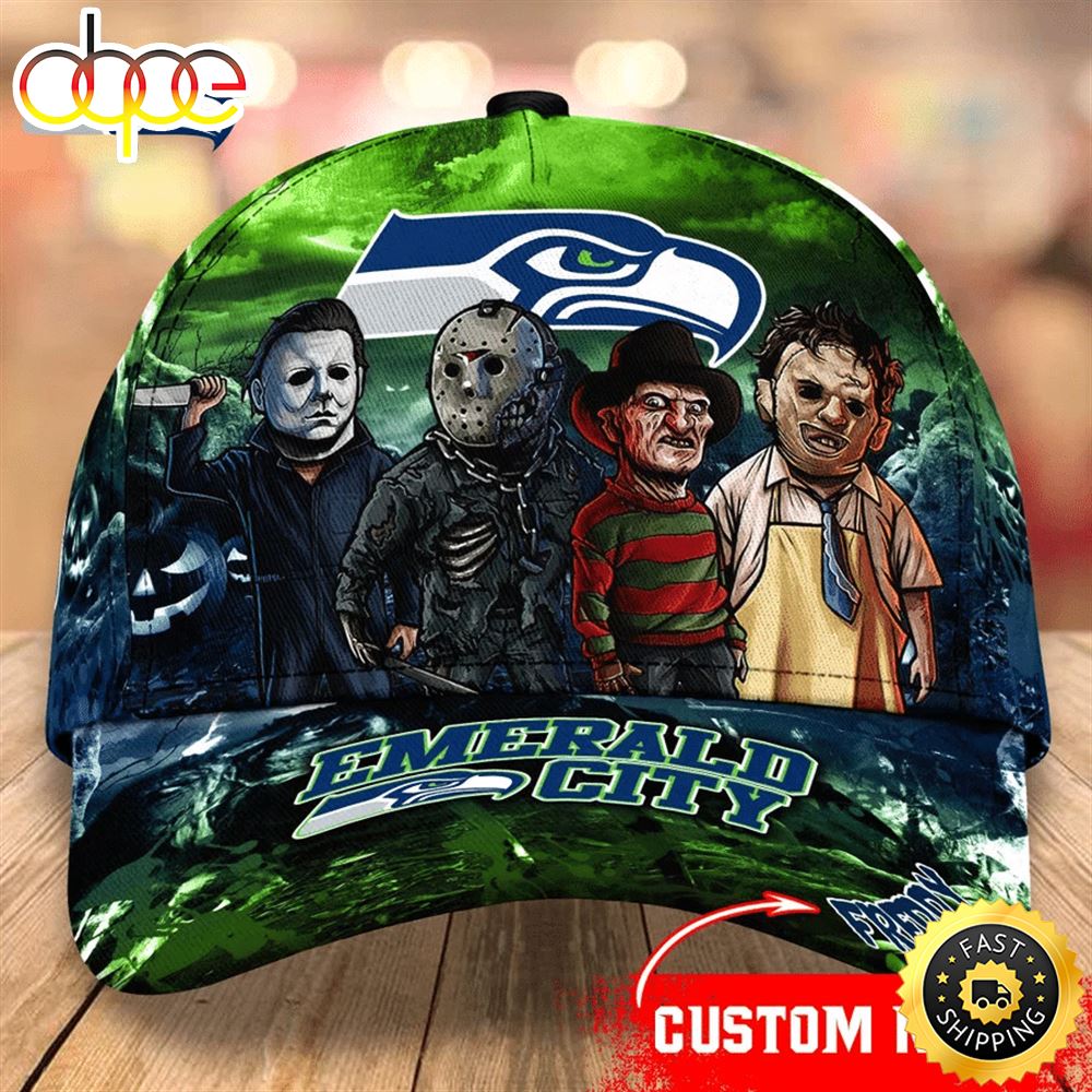Seattle Seahawks  Nfl Personalized Trending Cap Mixed Horror Movie Characters