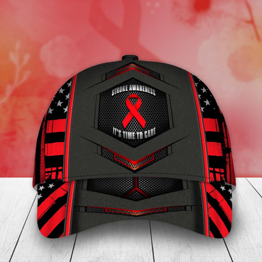 Stroke Awareness No One Fights Alone Red Awareness Ribbon Stroke Survivor Cap