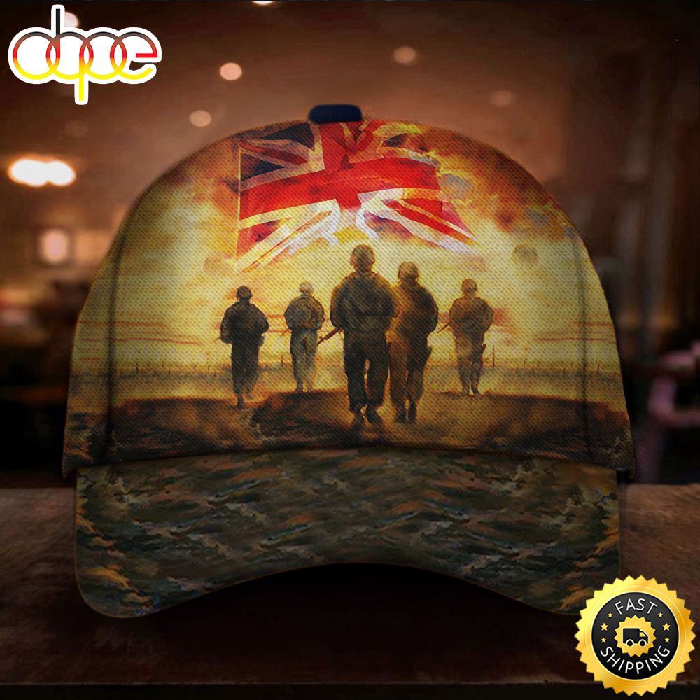 Uk Flag God Jesus Blessed Our Troops Hat Honor Veterans Remembrance Day Patriotic Hat Classic Cap