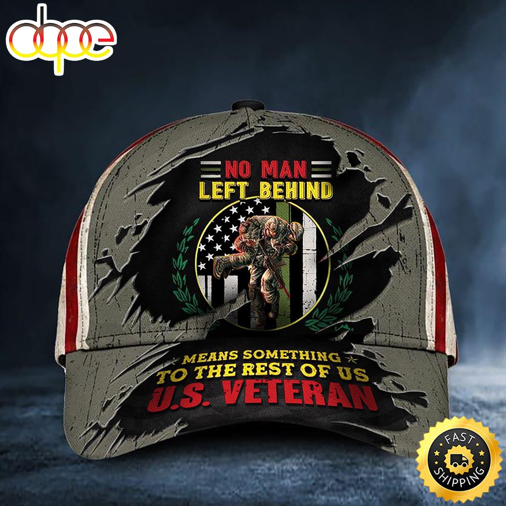 Veteran American Flag Hat Proud US Military US Veteran No Man Left Behind American Flag Hat Thin Green Line Memorial Day Hat Classic Cap