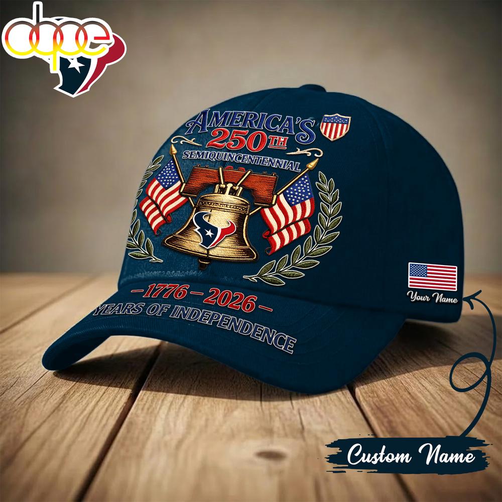 Custom Name Houston Texans NFL 1776-2026 Years Of Independence Classic Cap